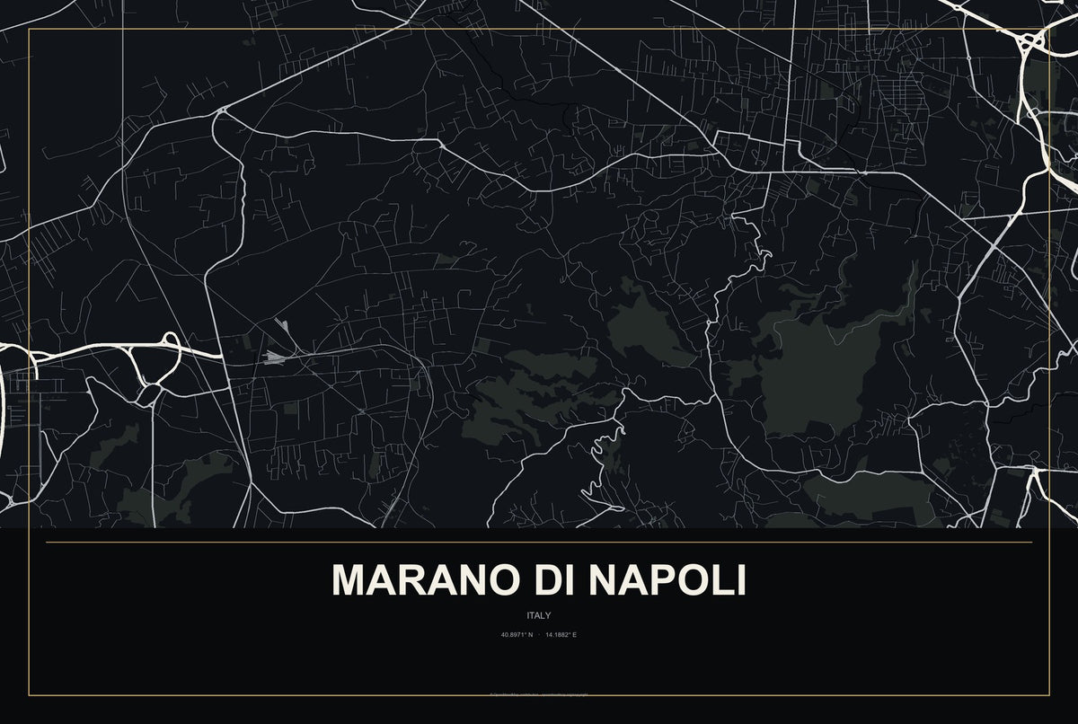 Marano di Napoli, Italy City Map Aluminum Sign in Metropolitan Noir style