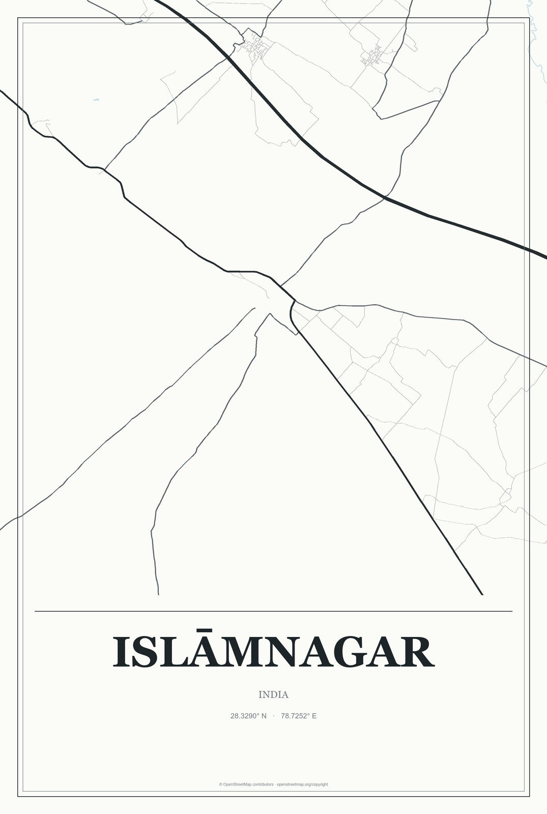 Islāmnagar, India City Map Aluminum Sign in Gallery Air style