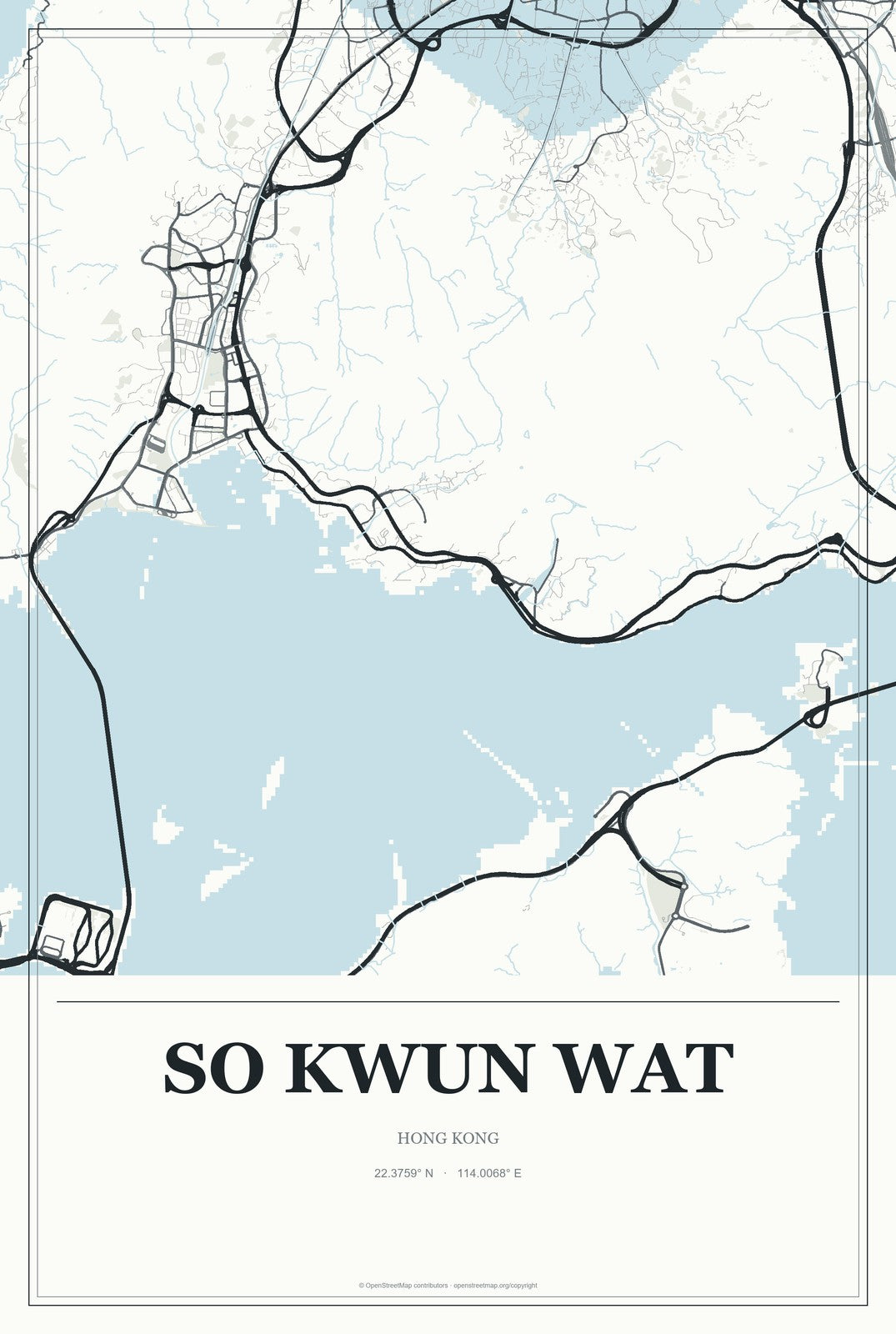 So Kwun Wat, Hong Kong City Map Aluminum Sign in Gallery Air style