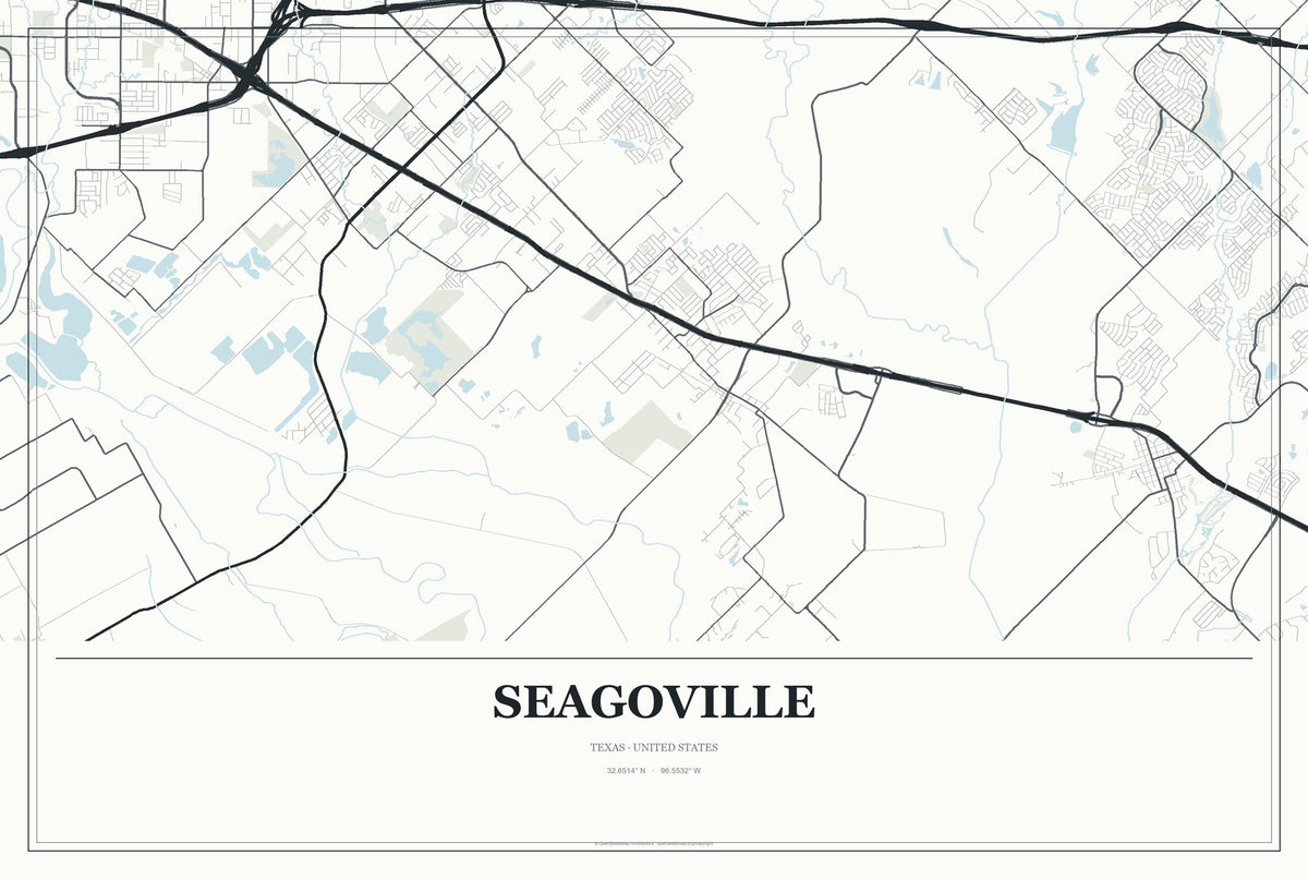 Seagoville, Texas City Map Aluminum Sign in Gallery Air style
