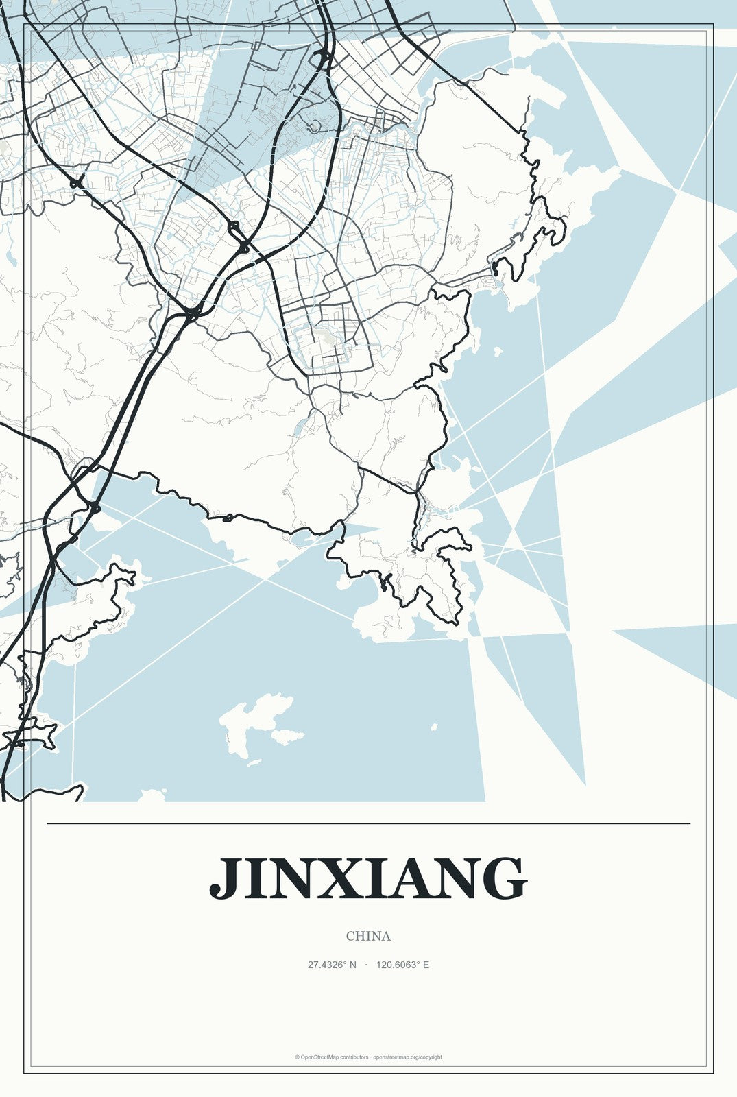 Jinxiang, China City Map Aluminum Sign in Gallery Air style