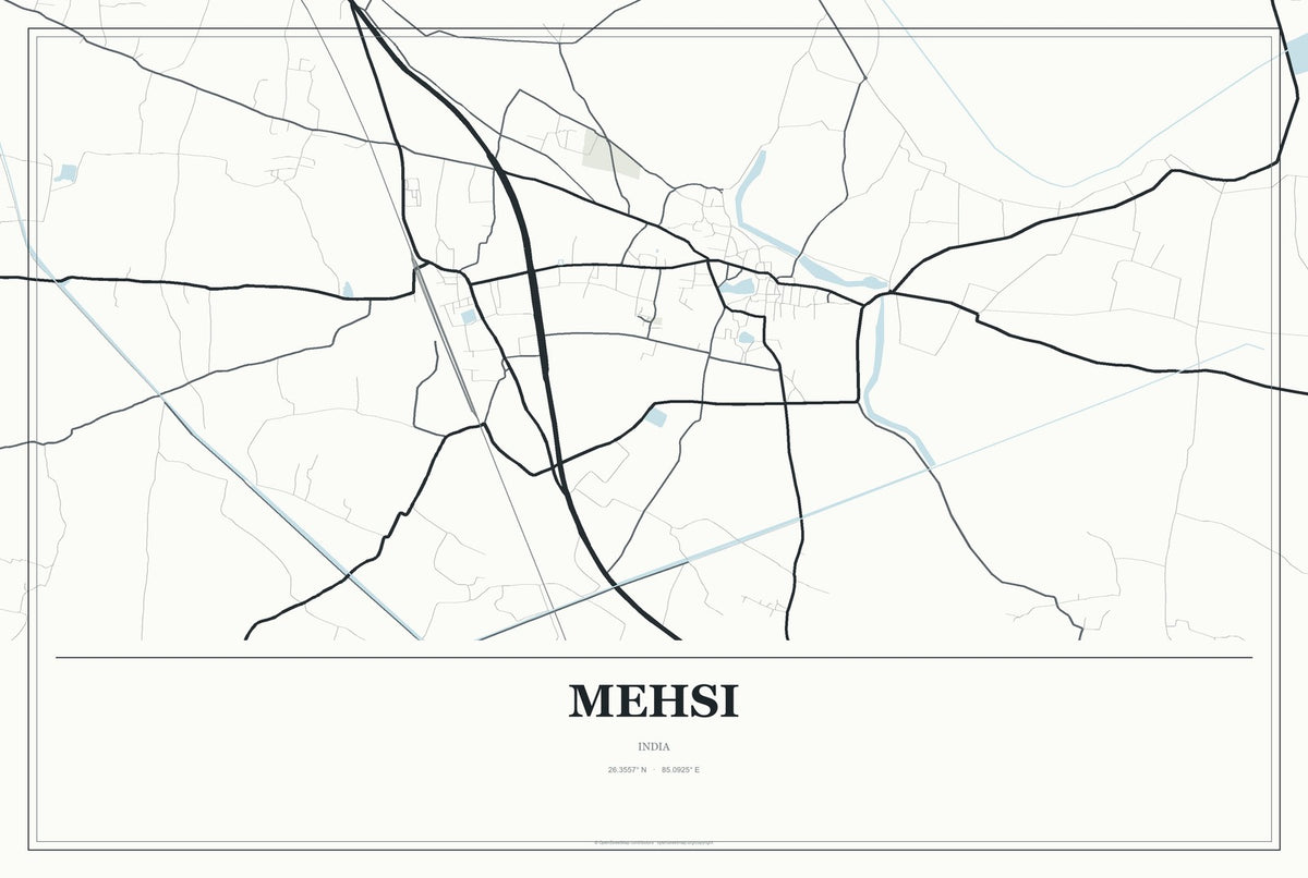 Mehsi, India City Map Aluminum Sign in Gallery Air style