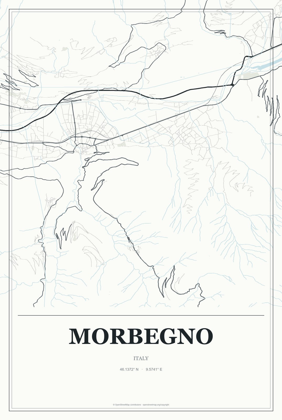 Morbegno, Italy City Map Aluminum Sign in Gallery Air style