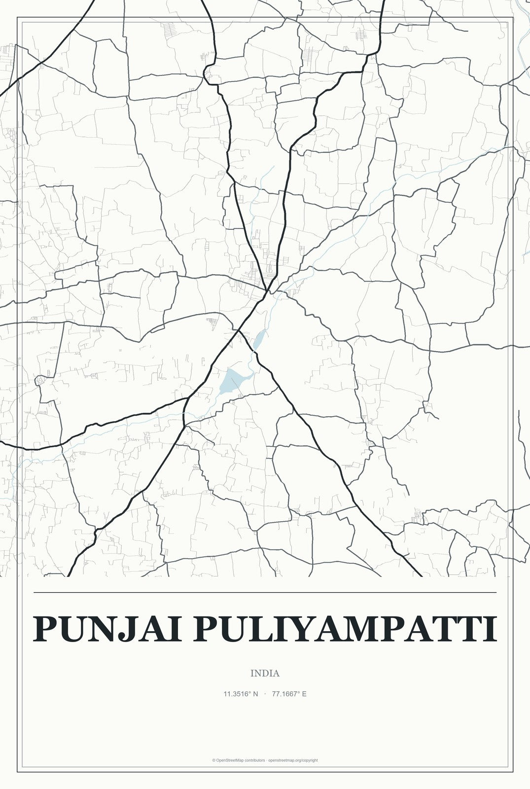 Punjai Puliyampatti, India City Map Aluminum Sign in Gallery Air style