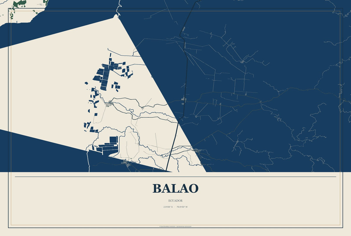 Balao, Ecuador City Map Aluminum Sign in Coastal Cutout style