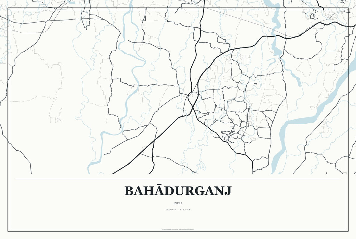 Bahādurganj, India City Map Aluminum Sign in Gallery Air style