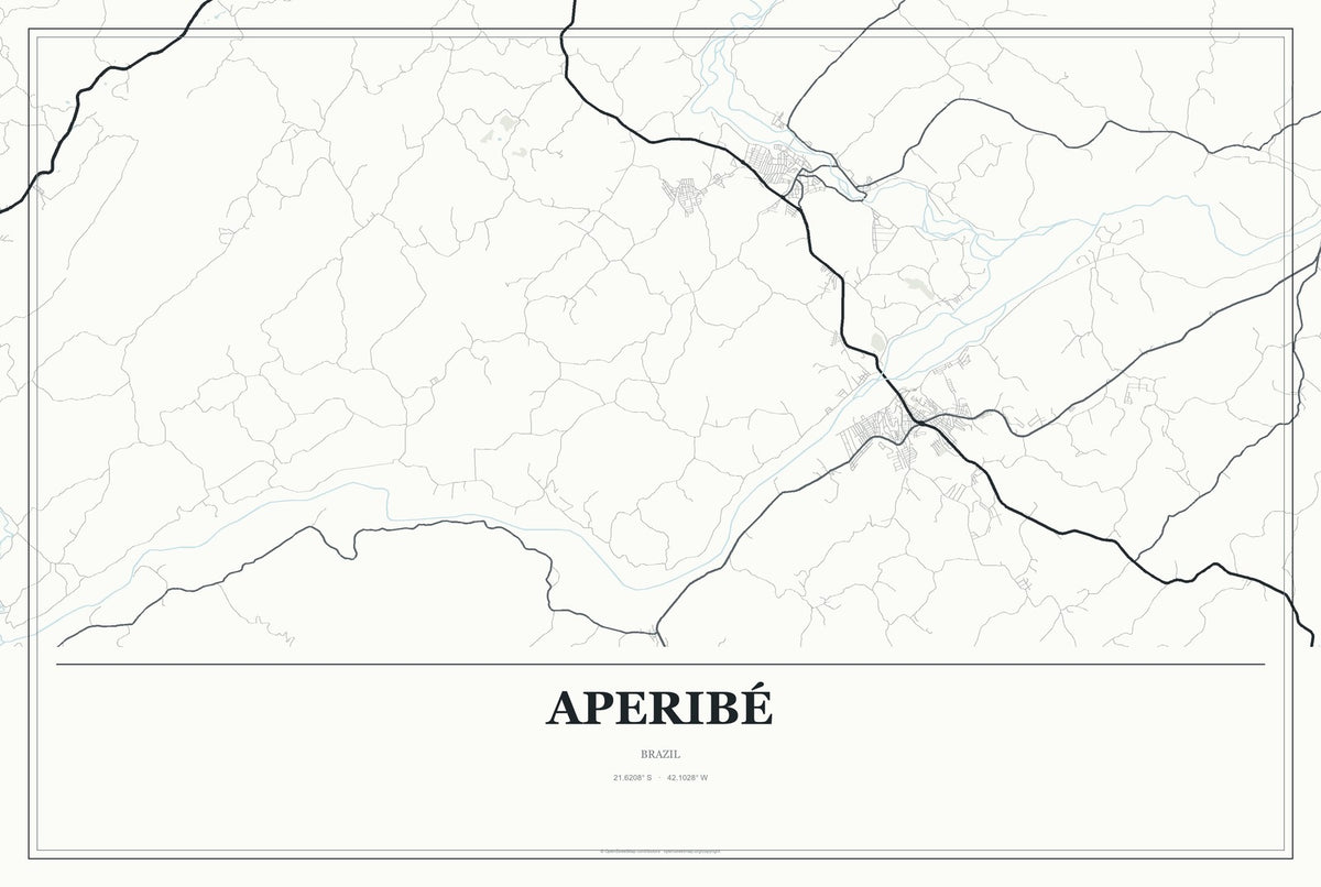 Aperibé, Brazil City Map Aluminum Sign in Gallery Air style