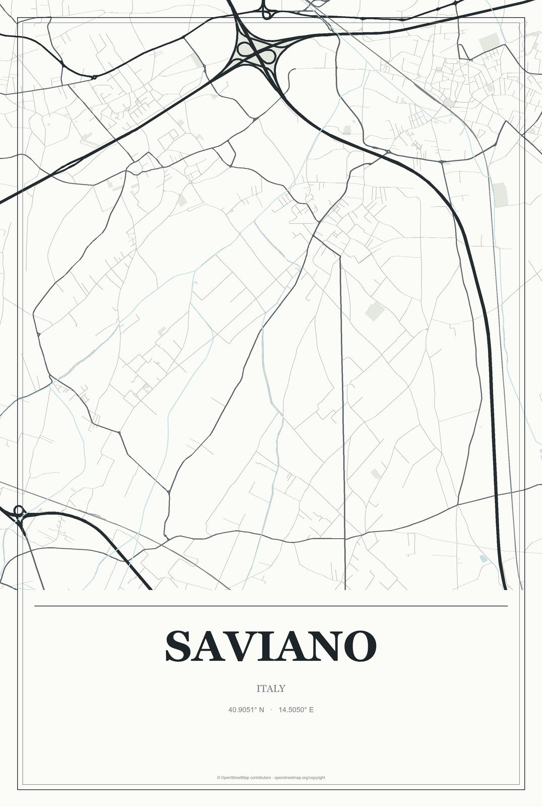 Saviano, Italy City Map Aluminum Sign in Gallery Air style