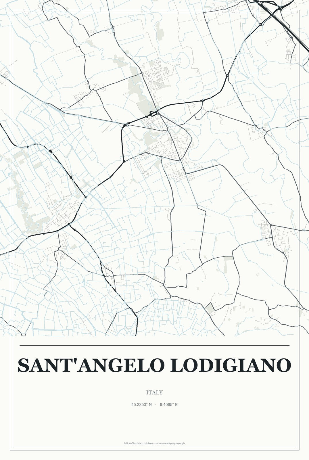 Sant'Angelo Lodigiano, Italy City Map Aluminum Sign in Gallery Air style