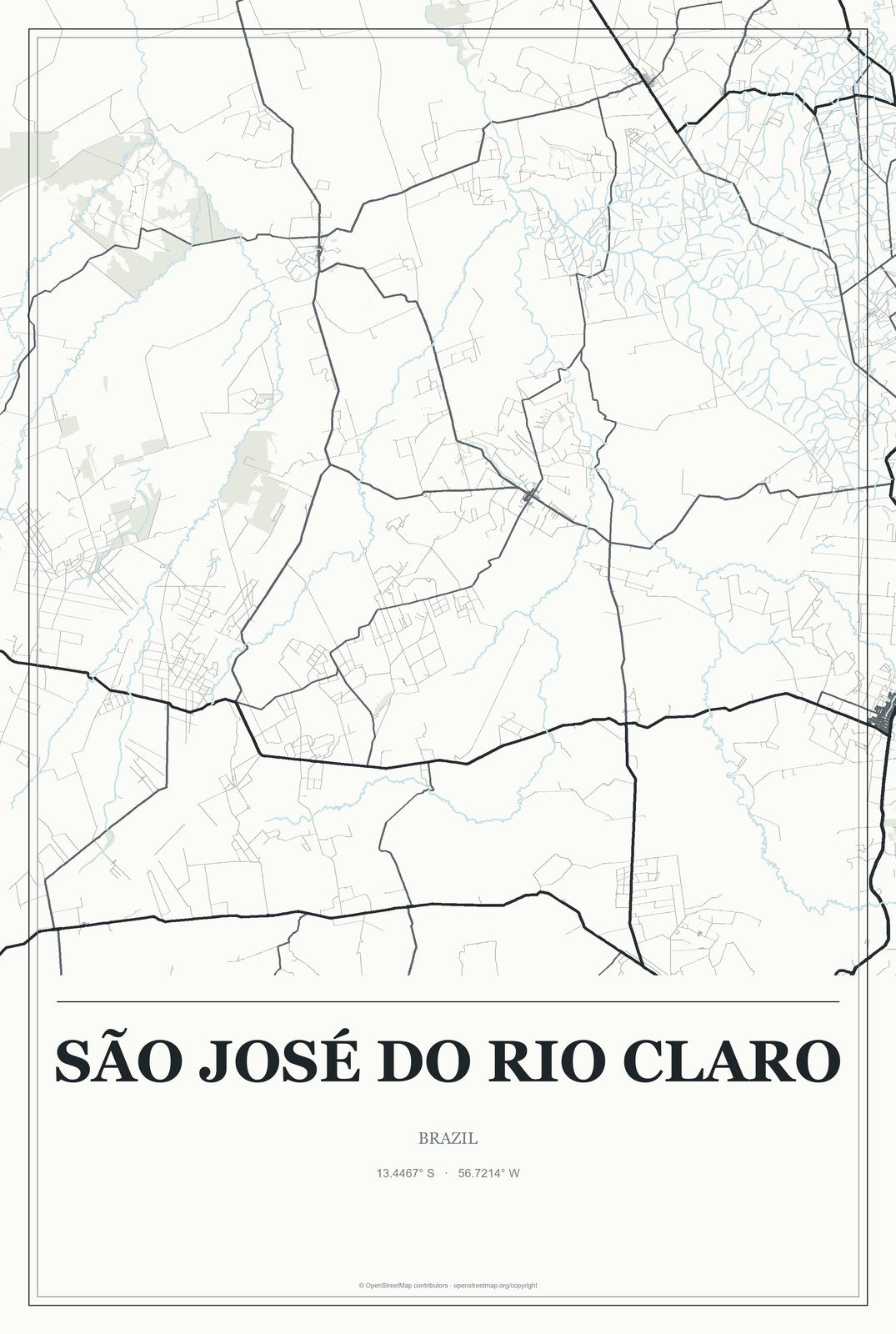 São José do Rio Claro, Brazil City Map Aluminum Sign in Gallery Air style