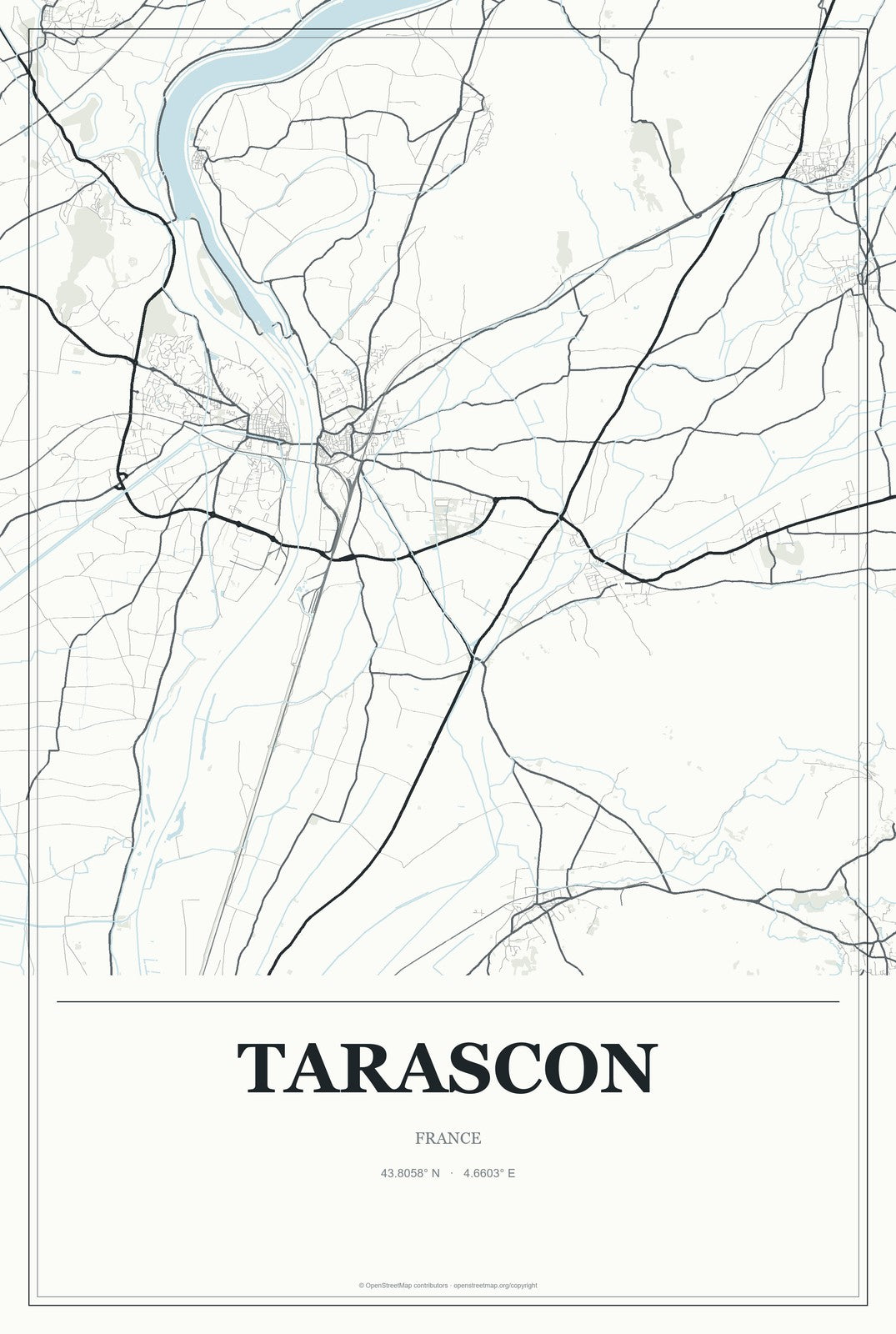 Tarascon, France City Map Aluminum Sign in Gallery Air style