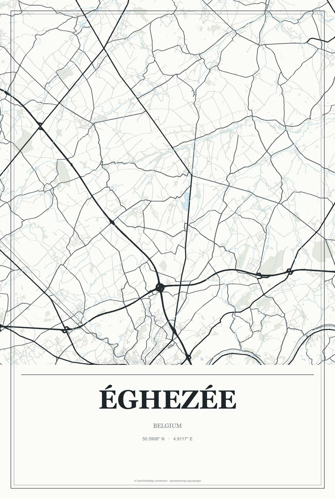 Éghezée, Belgium City Map Aluminum Sign in Gallery Air style