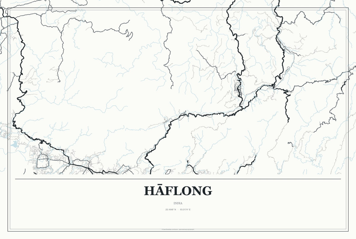 Hāflong, India City Map Aluminum Sign in Gallery Air style