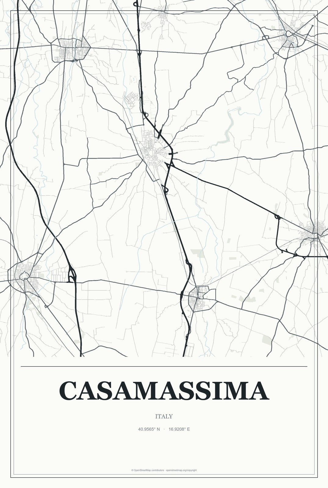 Casamassima, Italy City Map Aluminum Sign in Gallery Air style