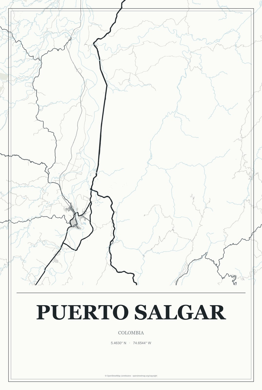 Puerto Salgar, Colombia City Map Aluminum Sign in Gallery Air style