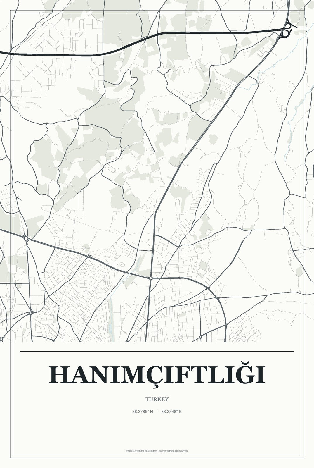 Hanımçiftliği, Turkey City Map Aluminum Sign in Gallery Air style