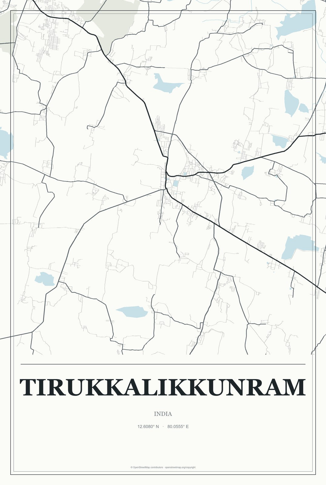 Tirukkalikkunram, India City Map Aluminum Sign in Gallery Air style