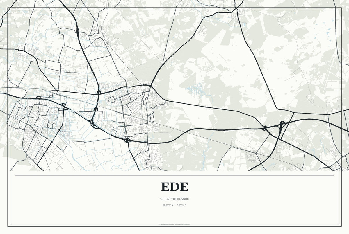 Ede, The Netherlands City Map Aluminum Sign in Gallery Air style