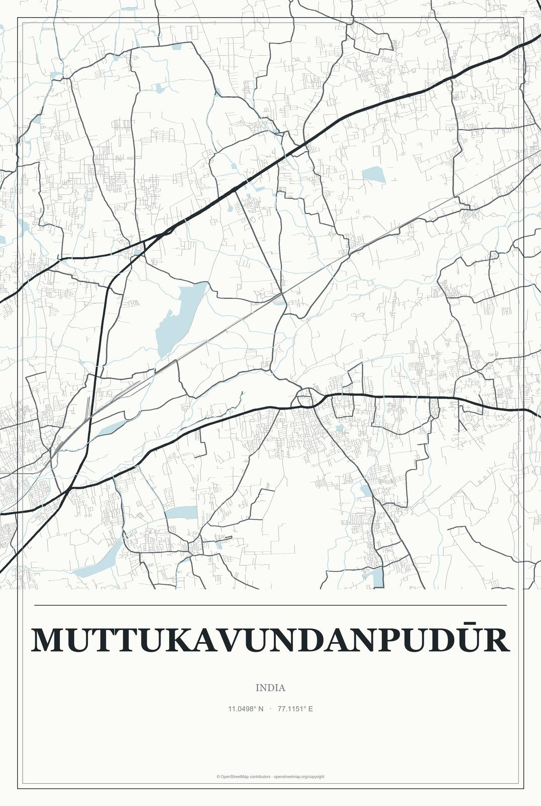 Muttukavundanpudūr, India City Map Aluminum Sign in Gallery Air style