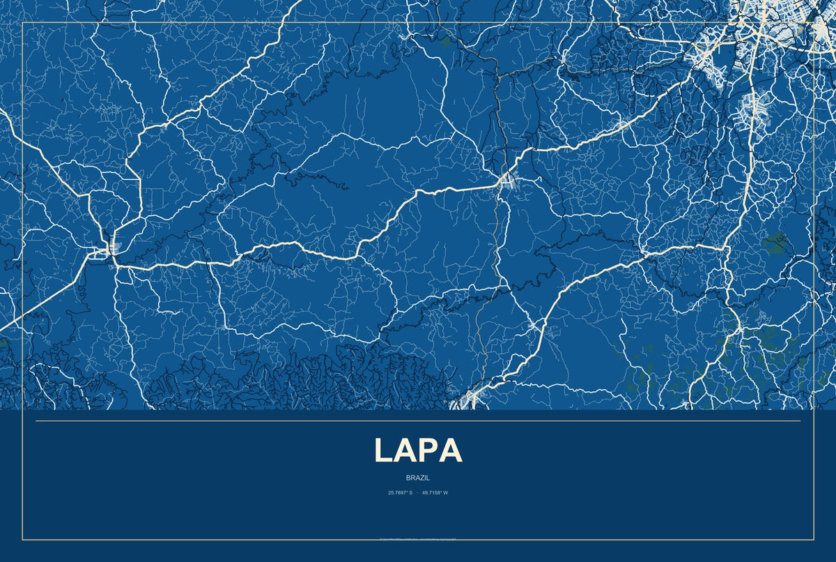 Lapa, Brazil City Map Aluminum Sign in Harbor Cobalt style