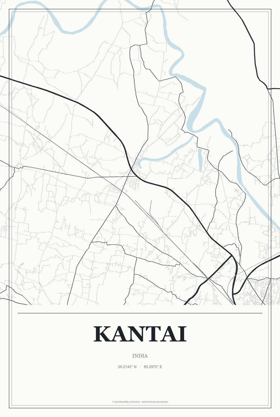 Kantai, India City Map Aluminum Sign in Gallery Air style