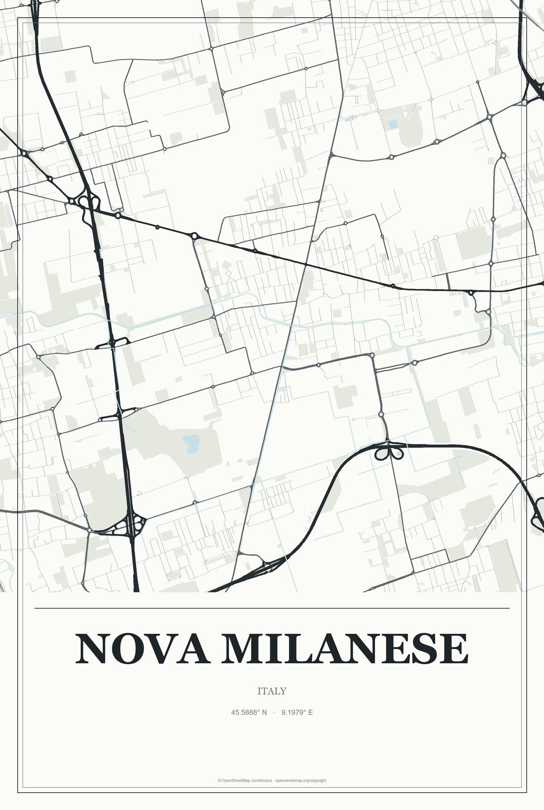 Nova Milanese, Italy City Map Aluminum Sign in Gallery Air style