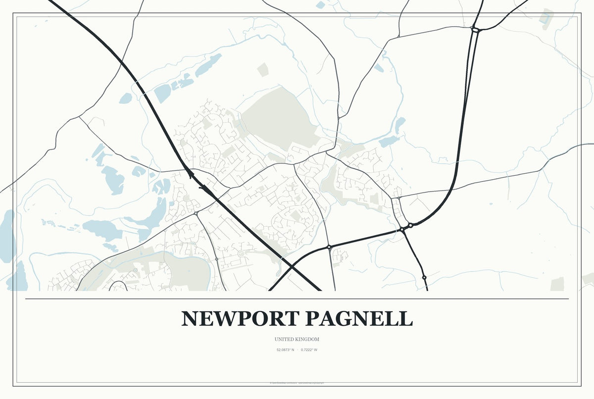 Newport Pagnell, United Kingdom City Map Aluminum Sign in Gallery Air style