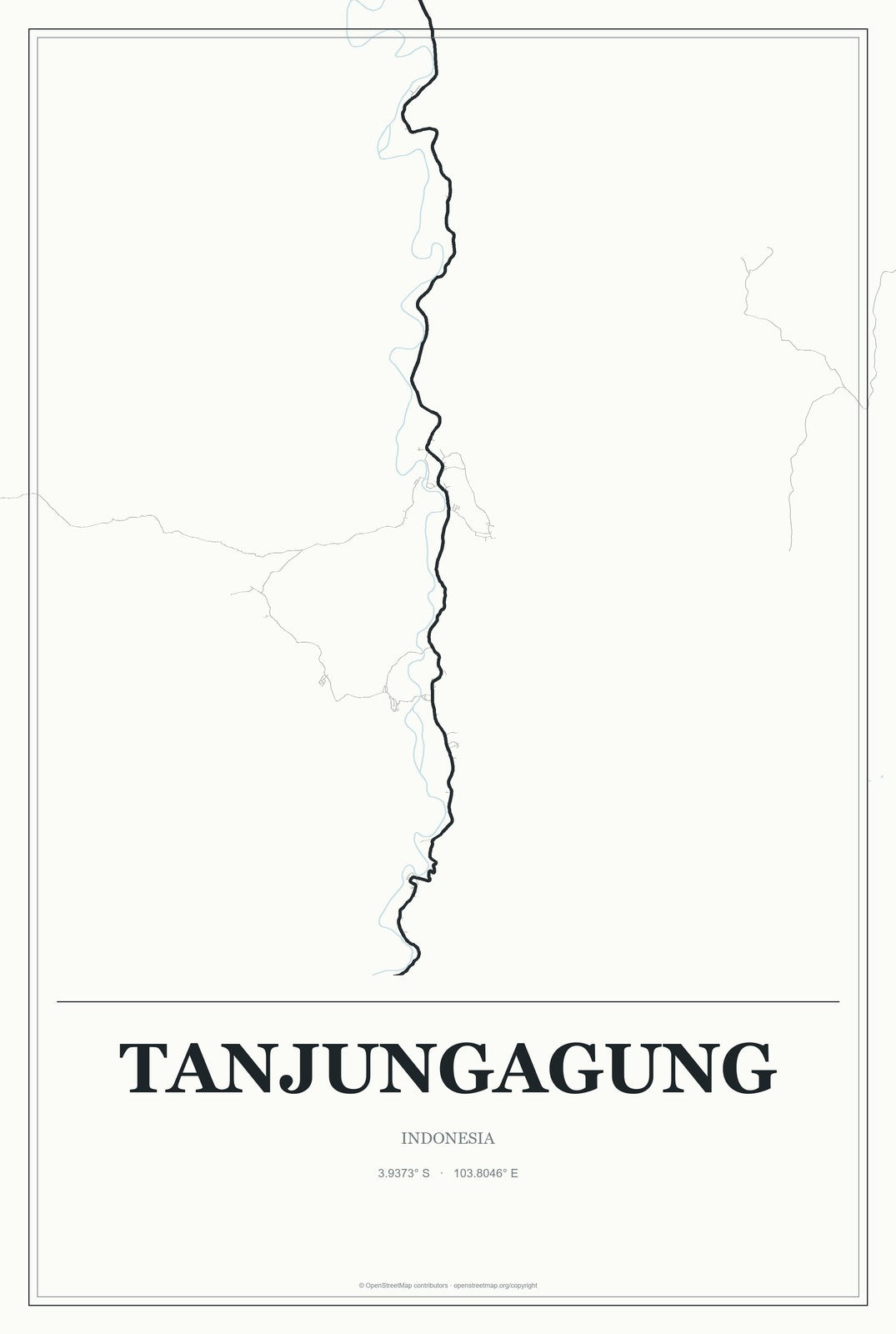 Tanjungagung, Indonesia City Map Aluminum Sign in Gallery Air style