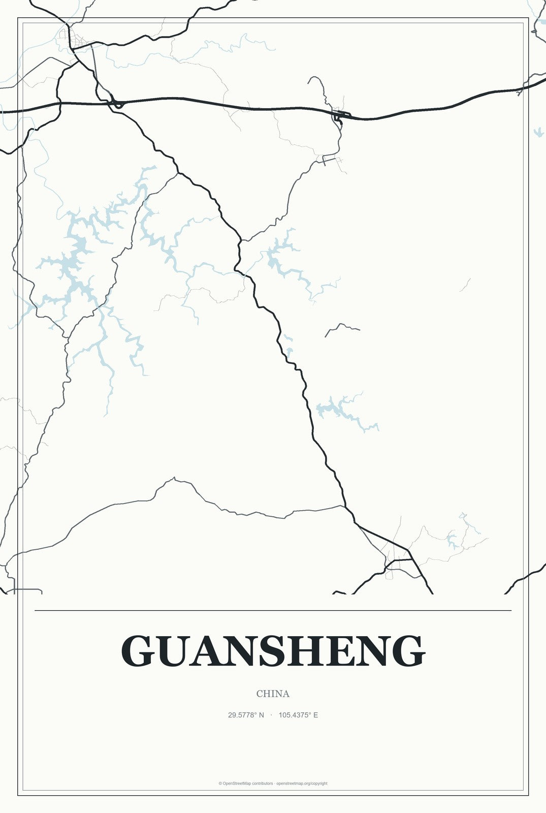 Guansheng, China City Map Aluminum Sign in Gallery Air style