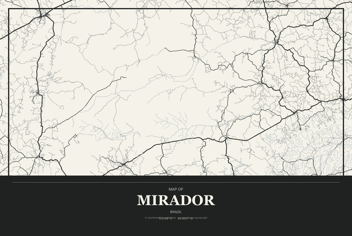 Mirador, Brazil City Map Aluminum Sign in Museum Plaque style