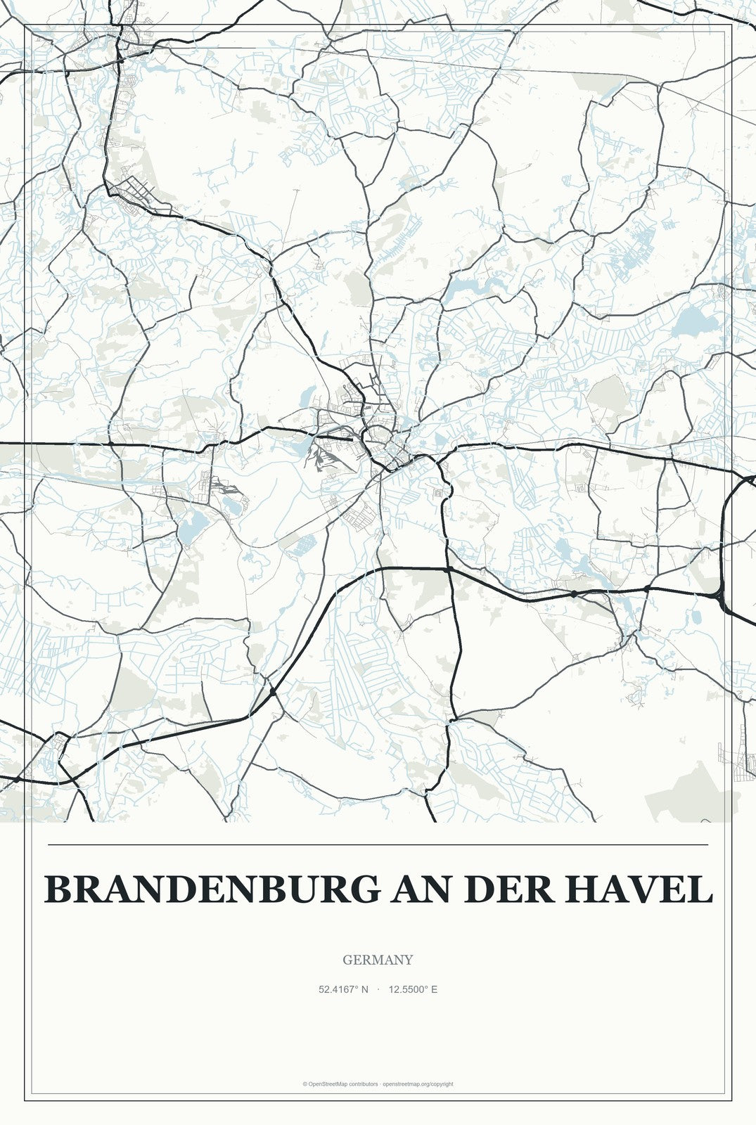 Brandenburg an der Havel, Germany City Map Aluminum Sign in Gallery Air style