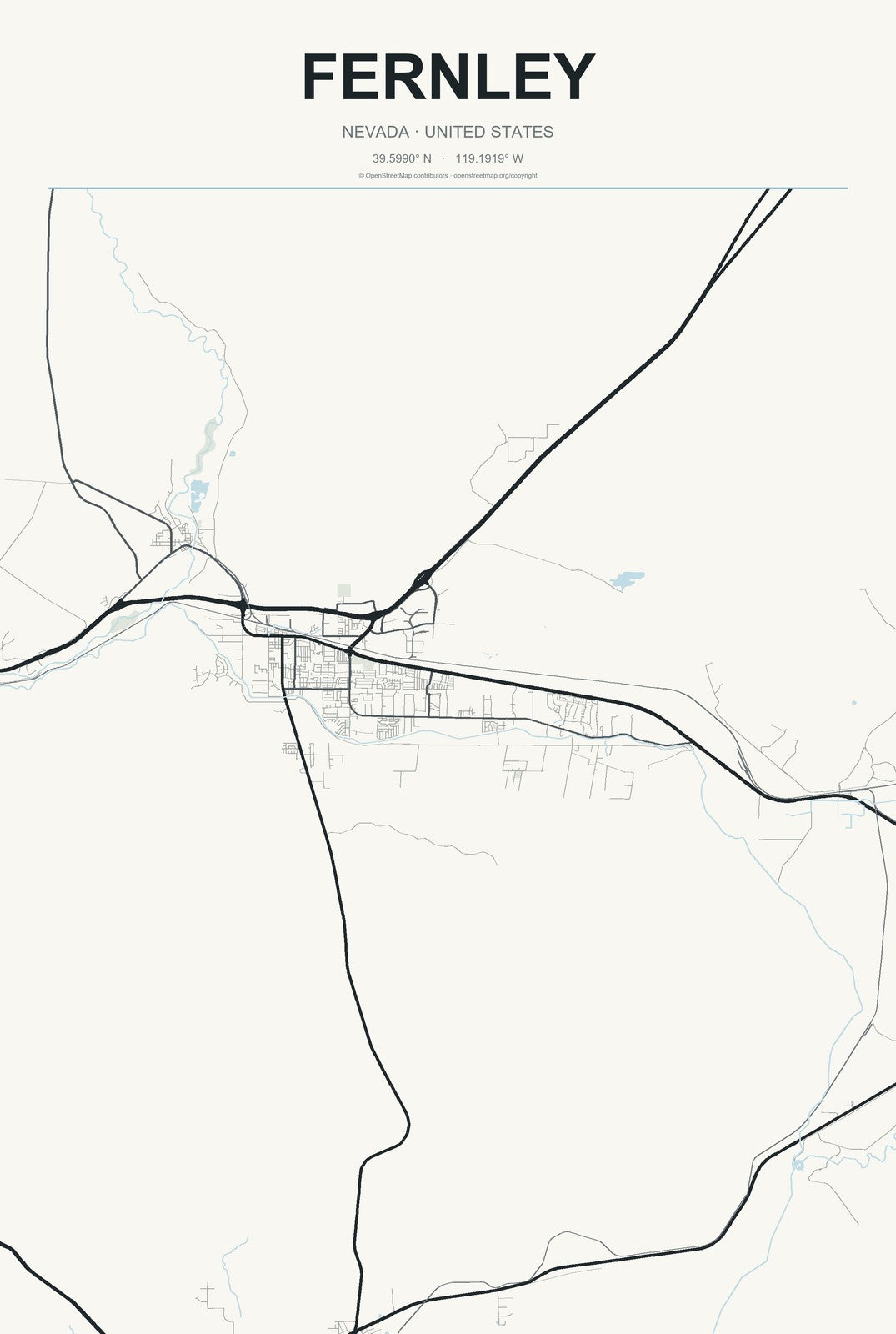 Fernley, Nevada City Map Aluminum Sign in Headline Atlas style