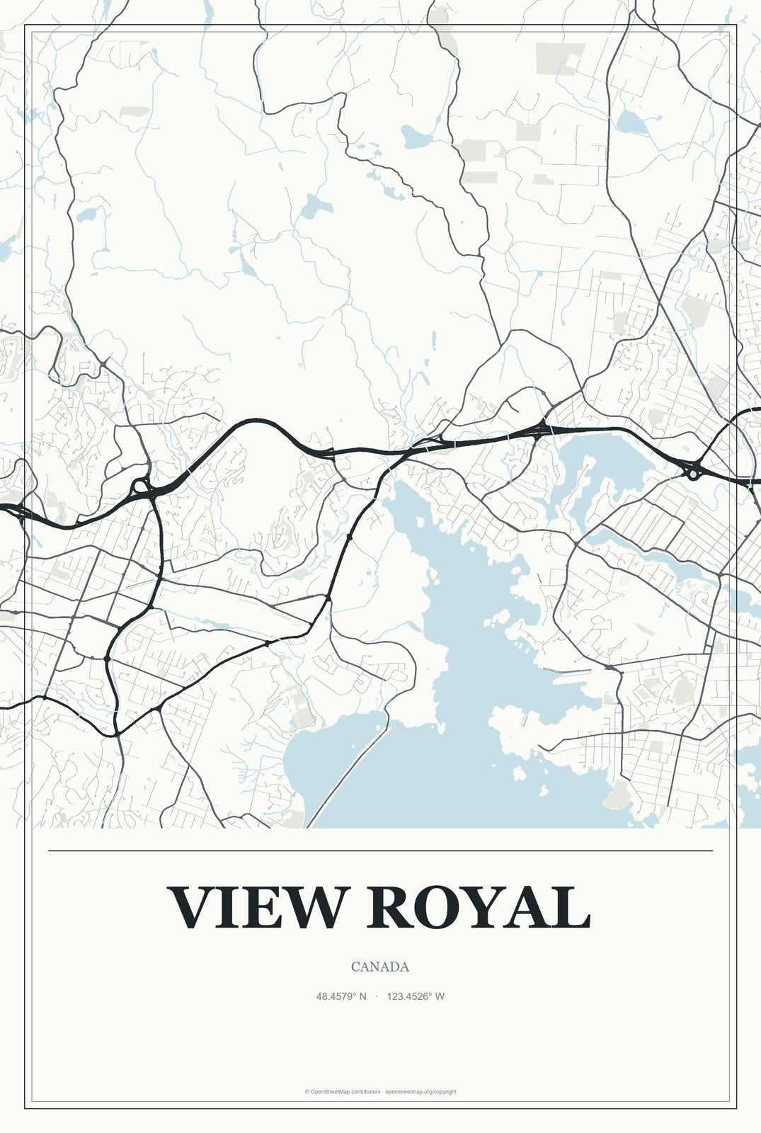 View Royal, Canada City Map Aluminum Sign in Gallery Air style