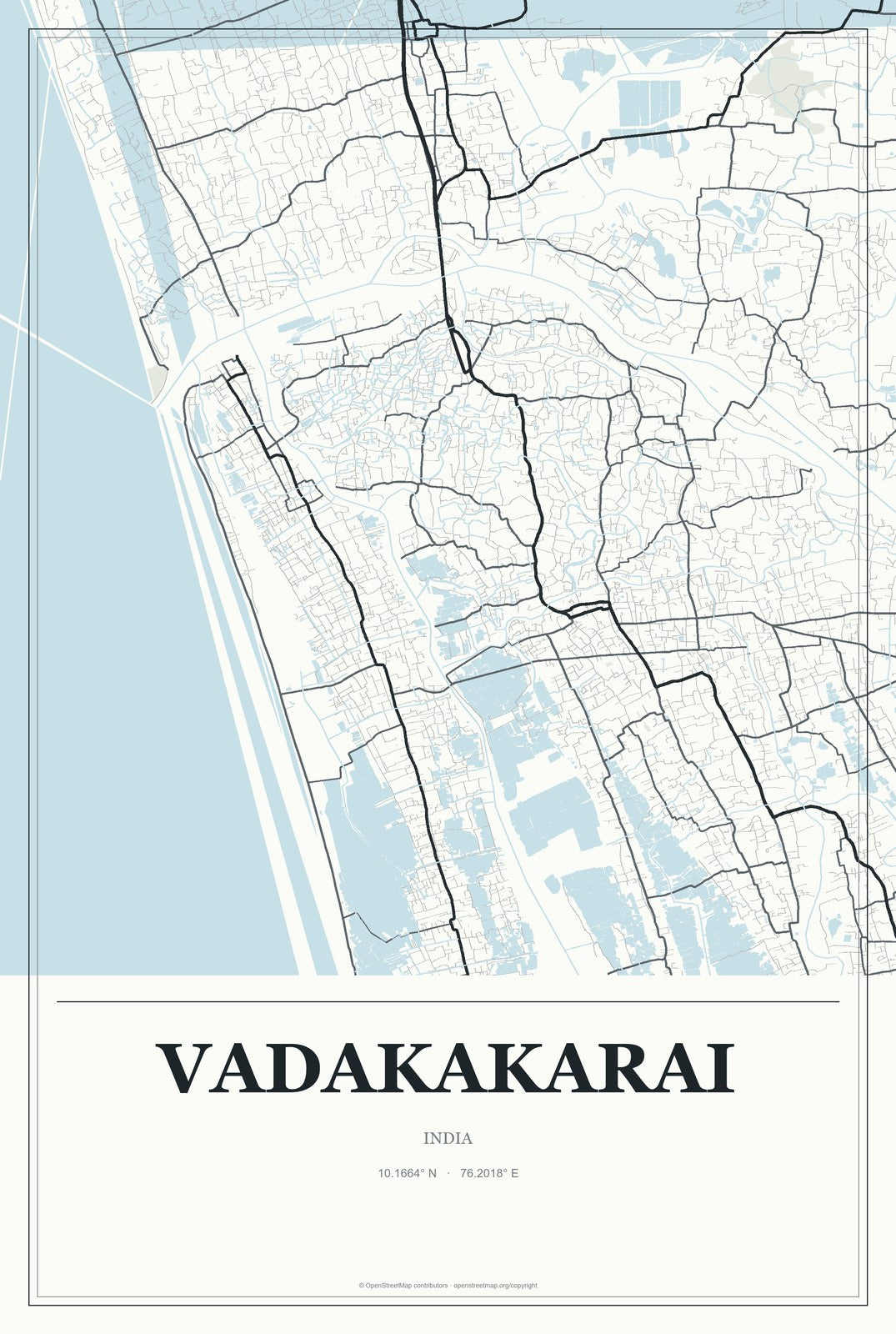 Vadakakarai, India City Map Aluminum Sign in Gallery Air style