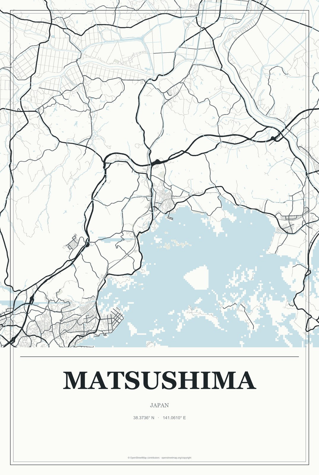 Matsushima, Japan City Map Aluminum Sign in Gallery Air style