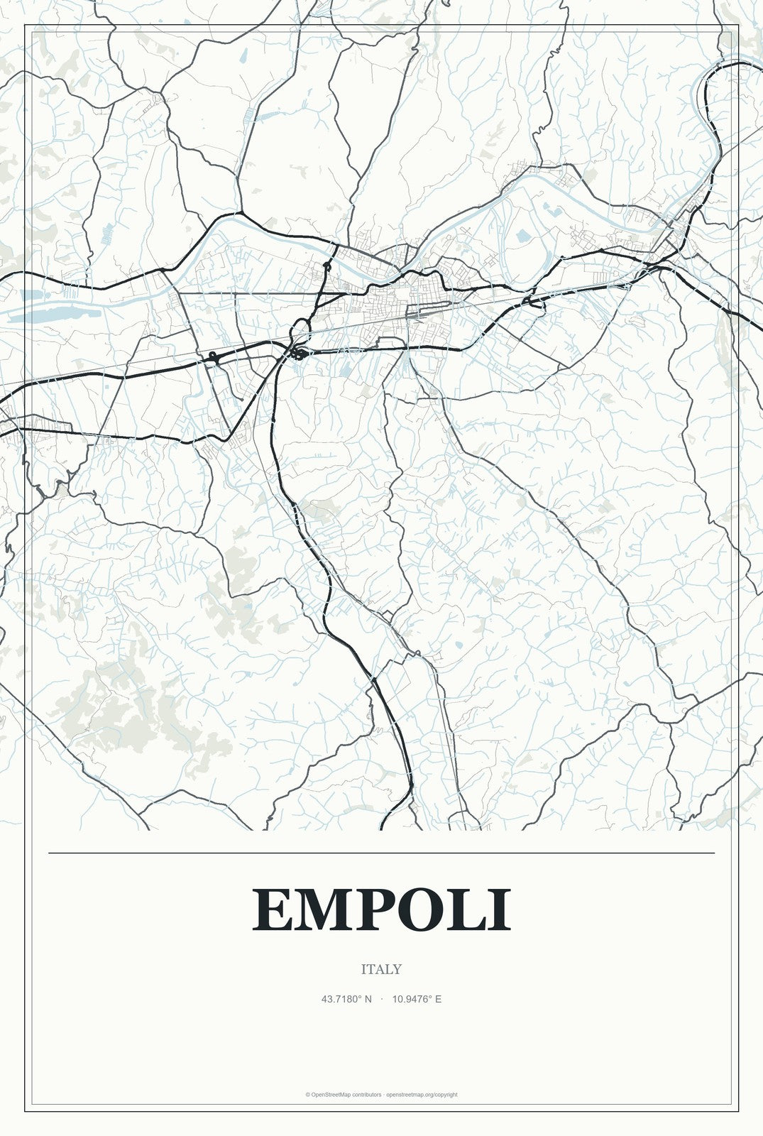 Empoli, Italy City Map Aluminum Sign in Gallery Air style