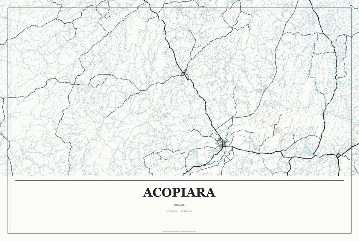 Acopiara, Brazil City Map Aluminum Sign in Gallery Air style
