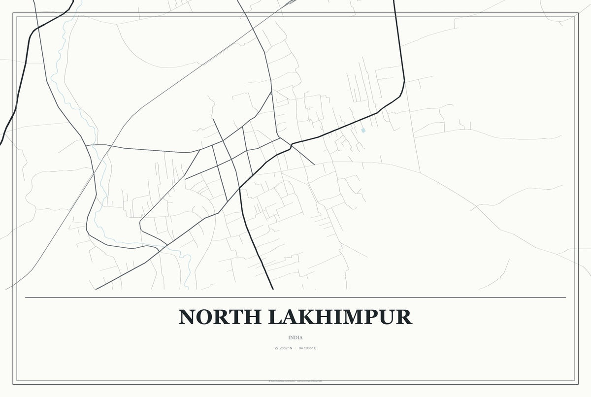 North Lakhimpur, India City Map Aluminum Sign in Gallery Air style