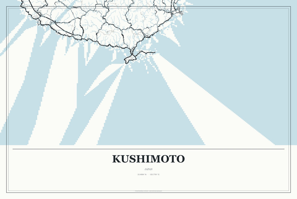 Kushimoto, Japan City Map Aluminum Sign in Gallery Air style