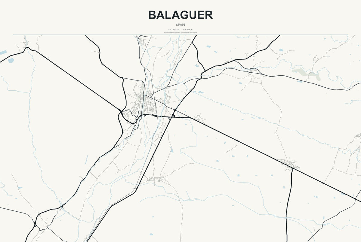Balaguer, Spain City Map Aluminum Sign in Headline Atlas style