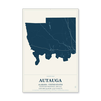 Autauga County, Alabama map in Coastal Cutout style