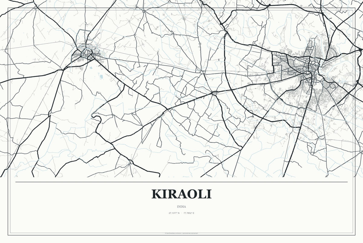 Kiraoli, India City Map Aluminum Sign in Gallery Air style