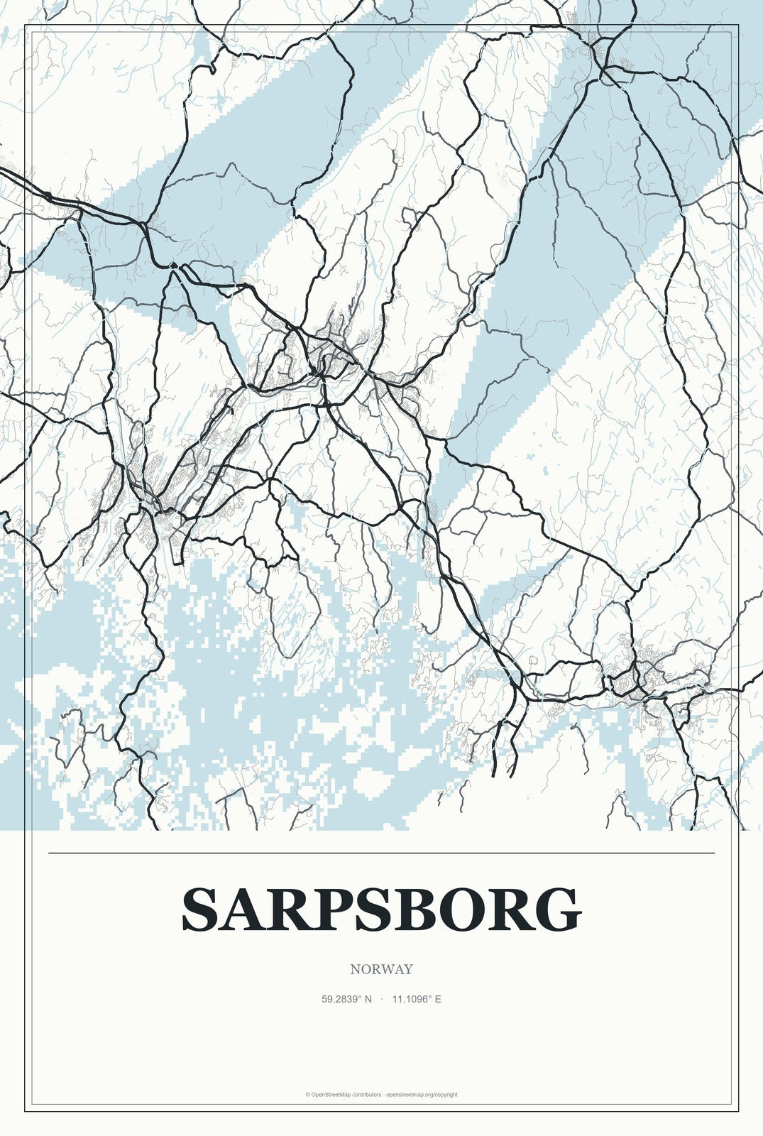 Sarpsborg, Norway City Map Aluminum Sign in Gallery Air style