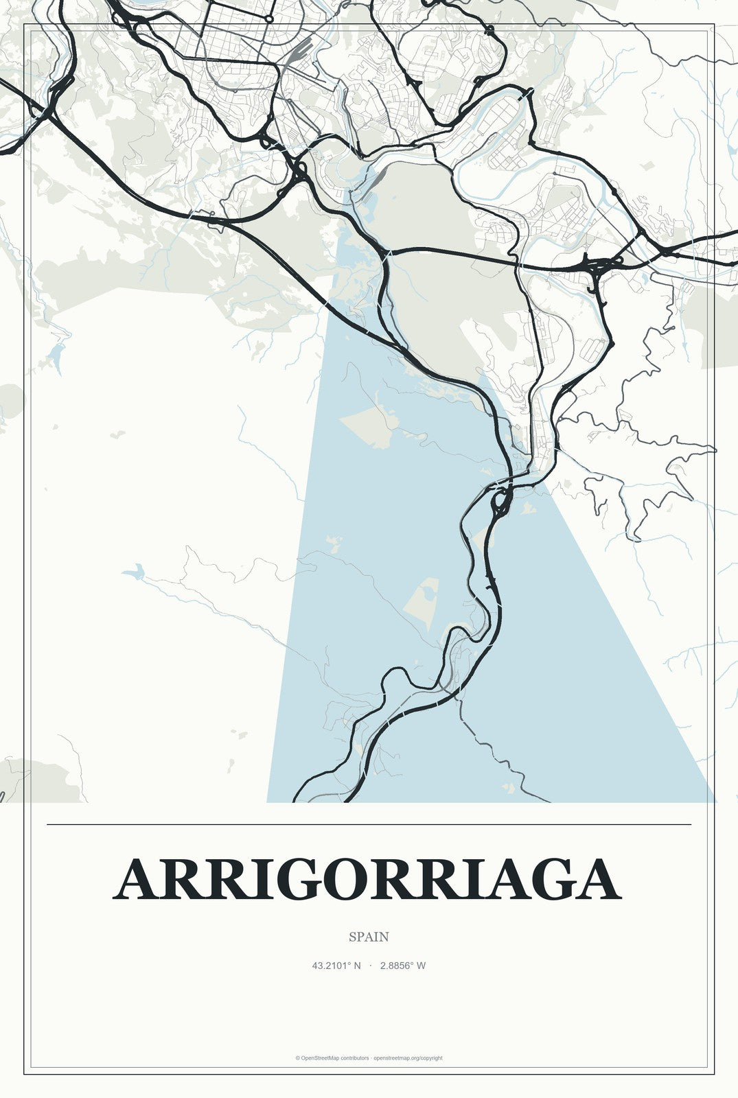 Arrigorriaga, Spain City Map Aluminum Sign in Gallery Air style