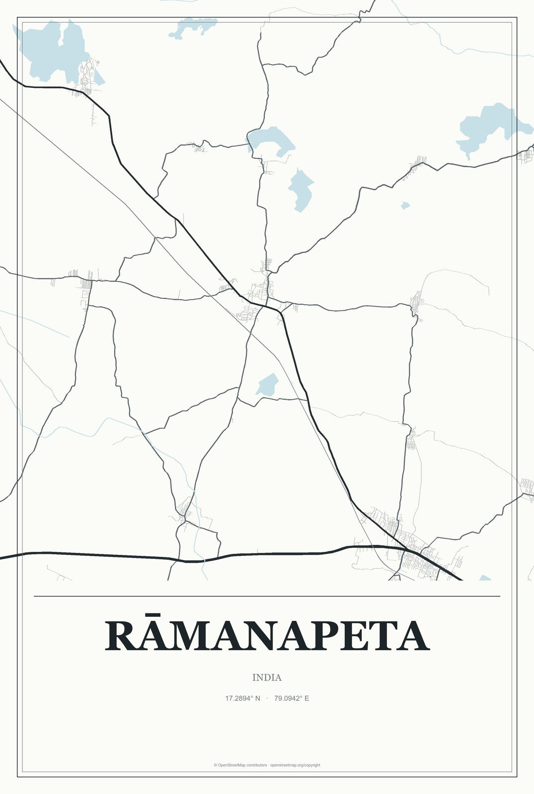 Rāmanapeta, India City Map Aluminum Sign in Gallery Air style