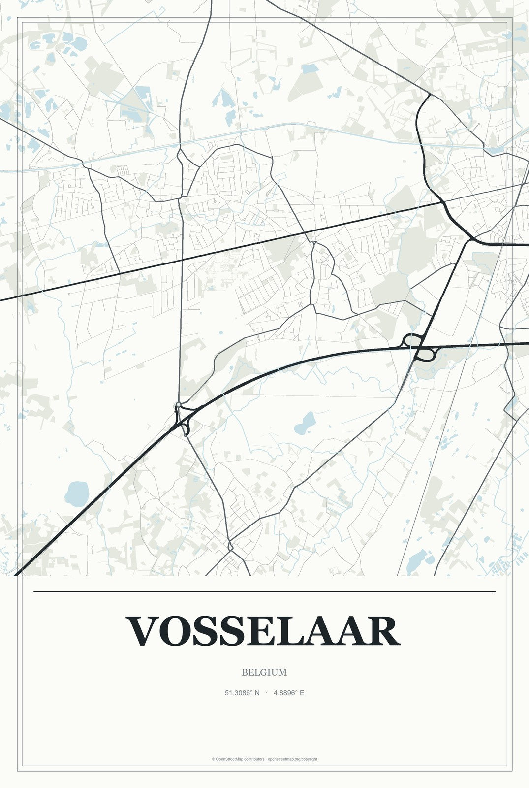 Vosselaar, Belgium City Map Aluminum Sign in Gallery Air style