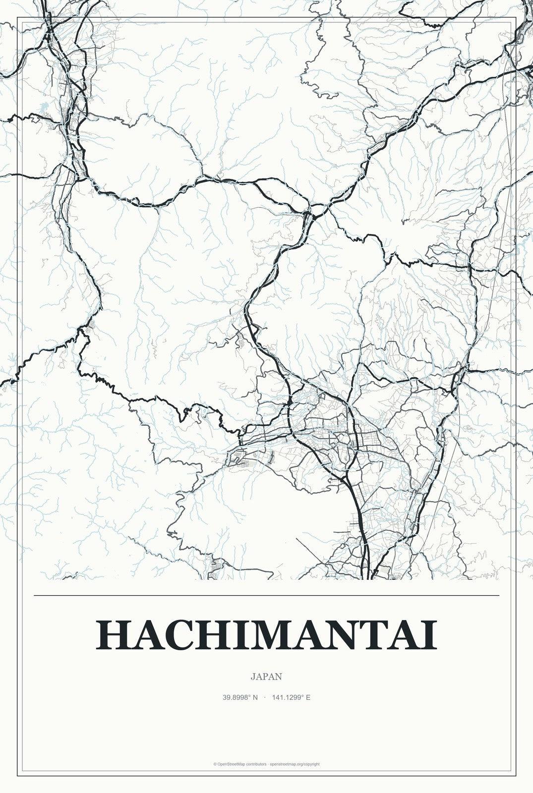 Hachimantai, Japan City Map Aluminum Sign in Gallery Air style