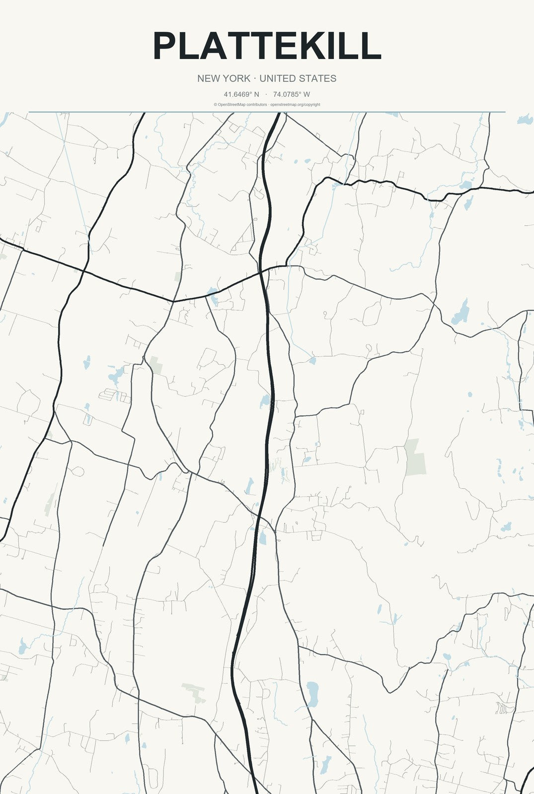 Plattekill, New York City Map Aluminum Sign in Headline Atlas style