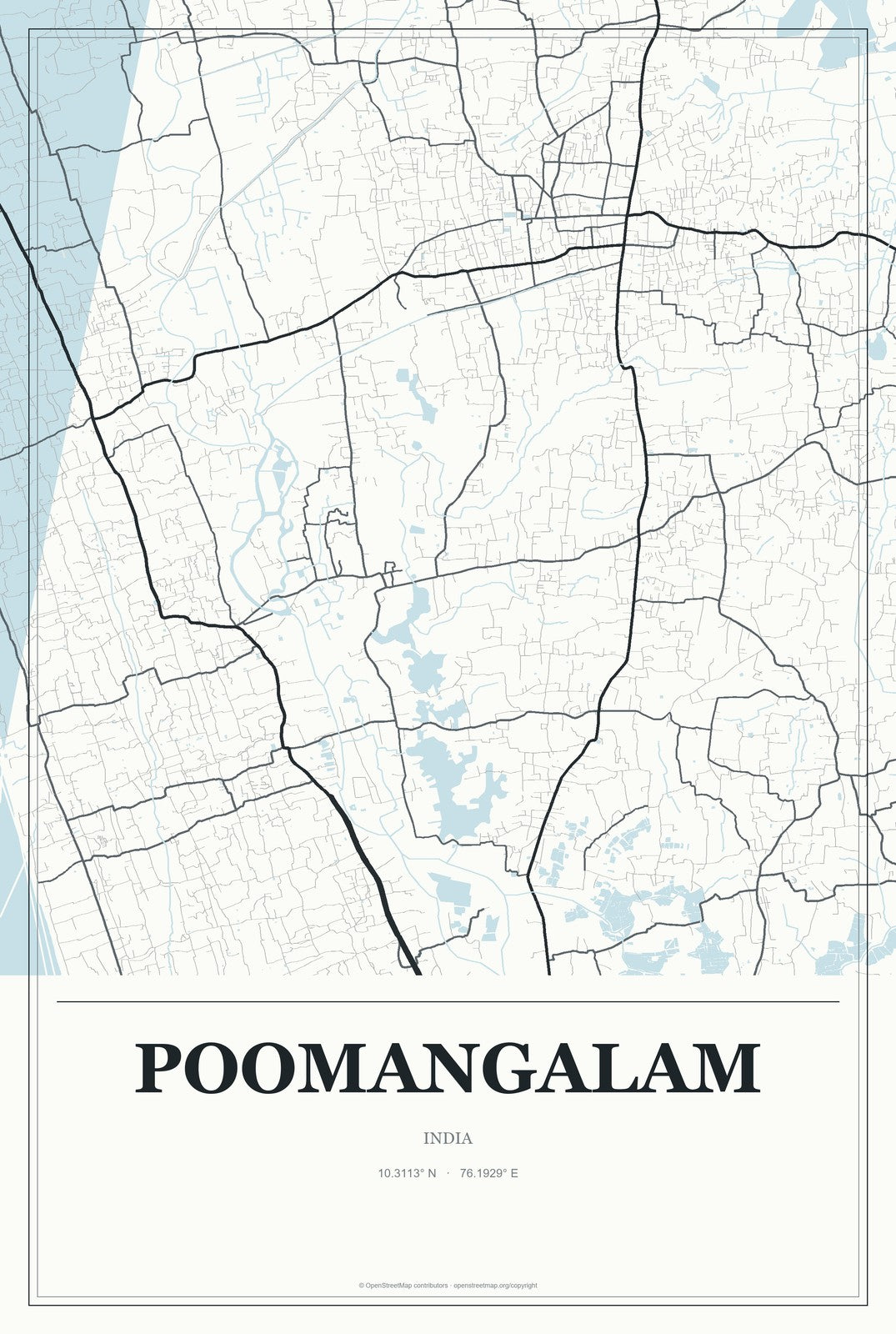 Poomangalam, India City Map Aluminum Sign in Gallery Air style