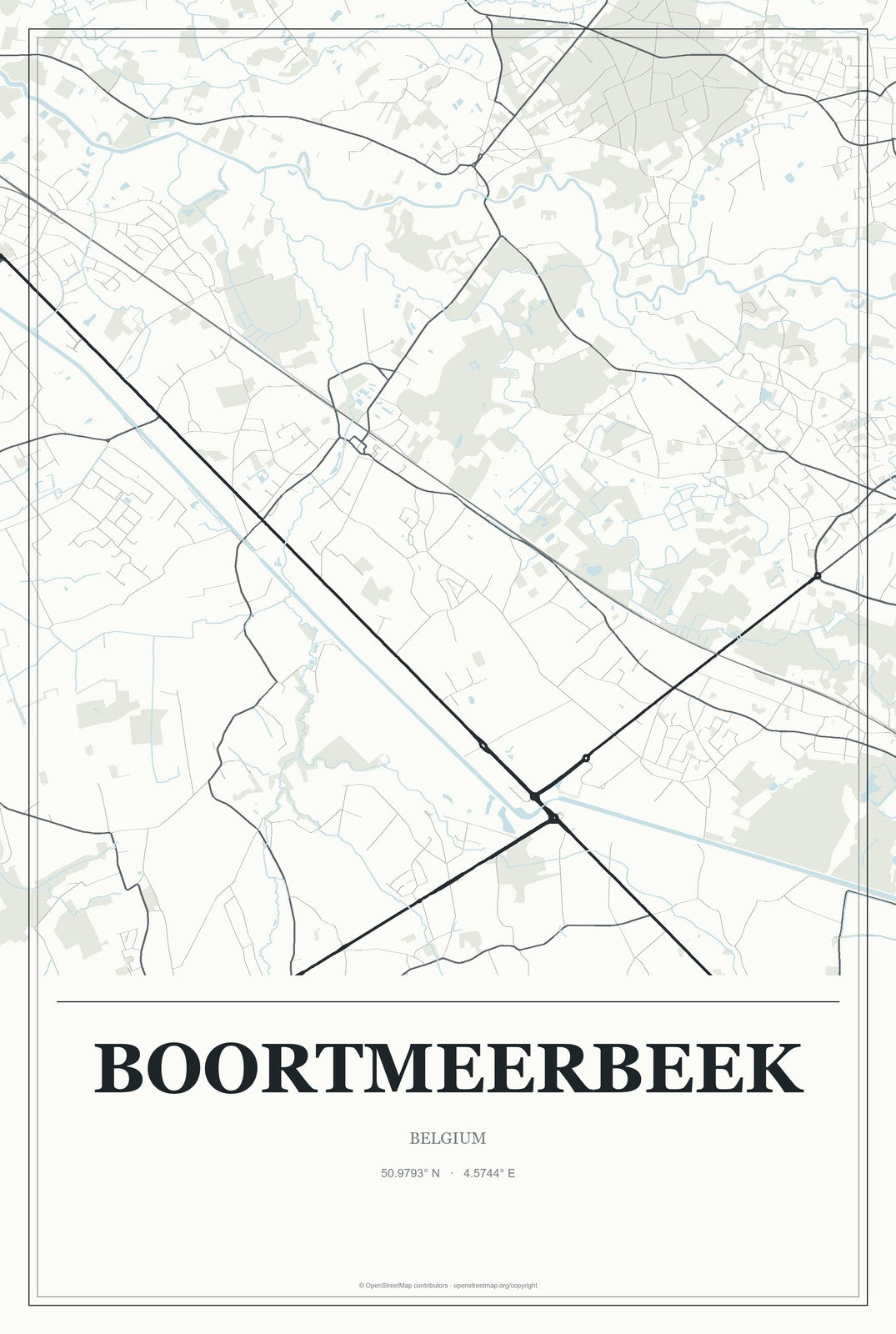 Boortmeerbeek, Belgium City Map Aluminum Sign in Gallery Air style